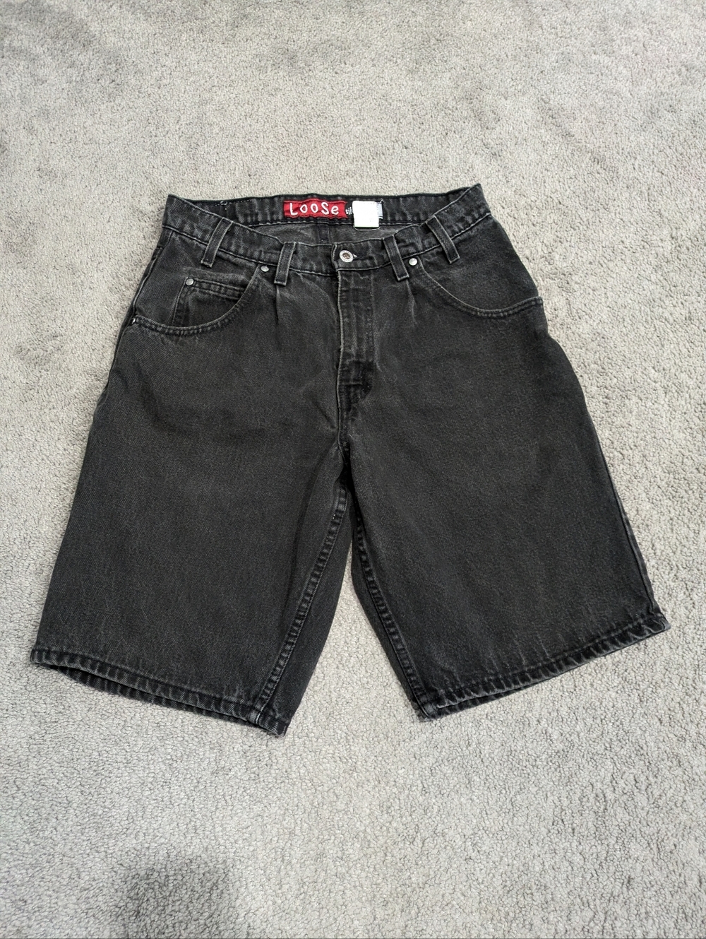 VTG 90s Levis Silvertab Loose Black Grunge Baggy Skate Sz 31 USA Denim Shorts